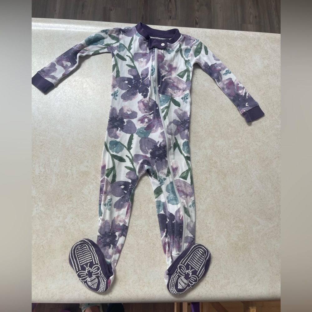 Burt’s Bees Baby Purple and Green Floral Kids Footie